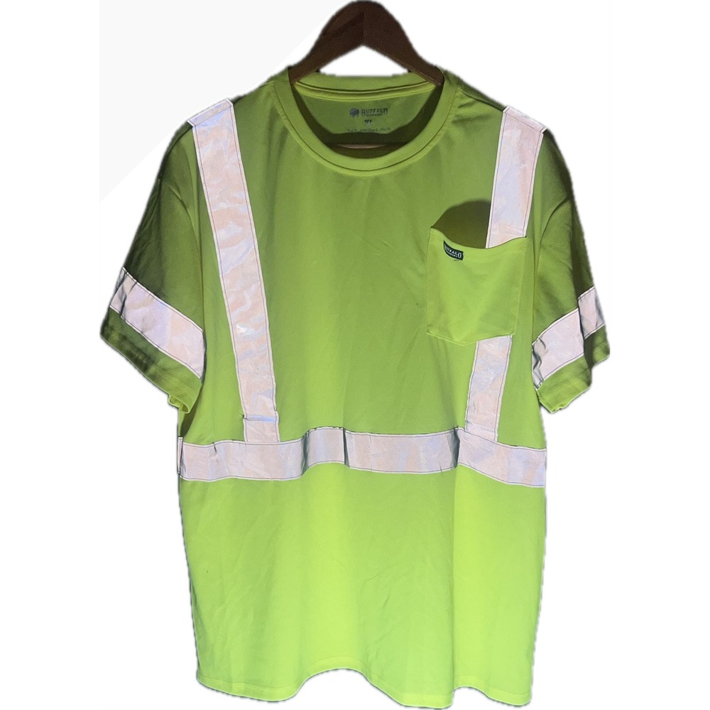 Buffalo‎ Outdoors Mens XL High Vis Safety T-Shirt Reflective Neon Lime
